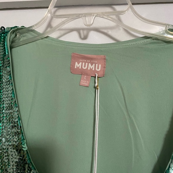 Mumu Matilda Aqua Sequin Mini Dress - Picture 4 of 6